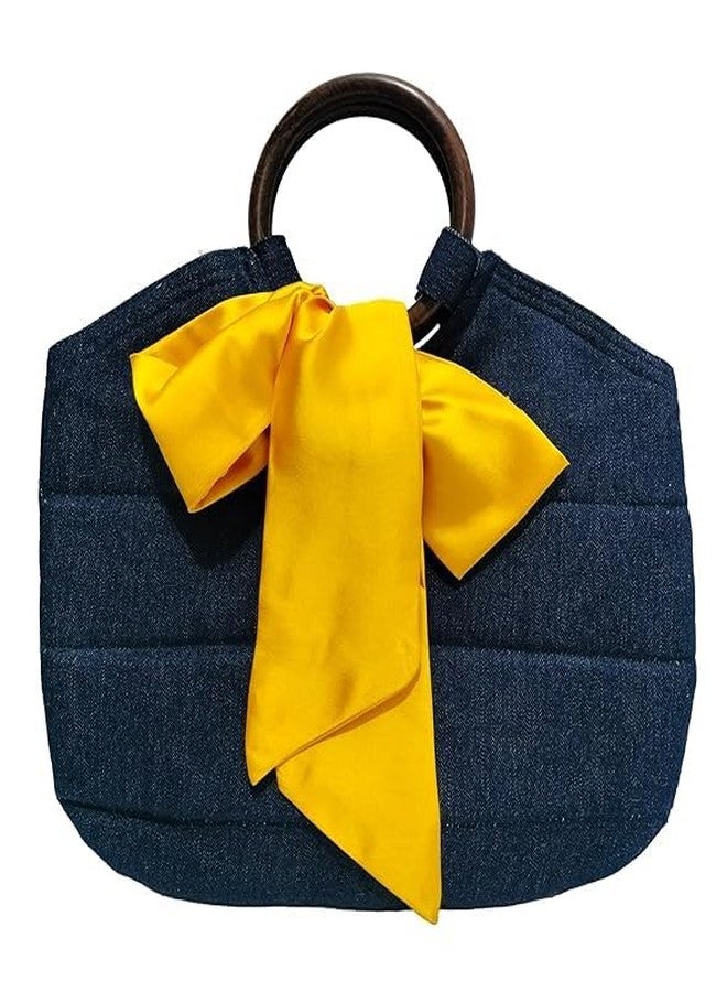 ATHZ handbags wooden handles Potli Bags with Handcrafted Bow Detail hand carry wristlets bags for women - Image 1